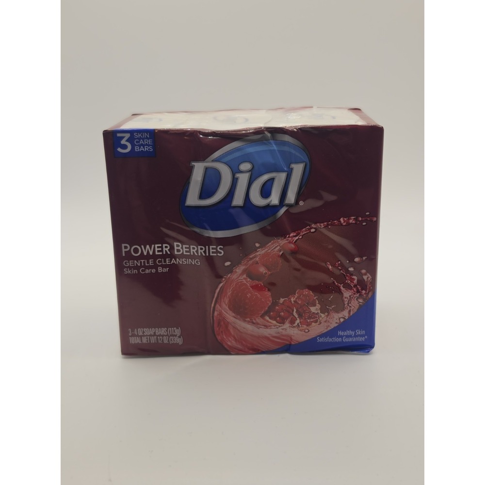 Dial Power Berries Glycerin Bar Soap Gentle Skin Care 4 oz 3 Pack 017000039008